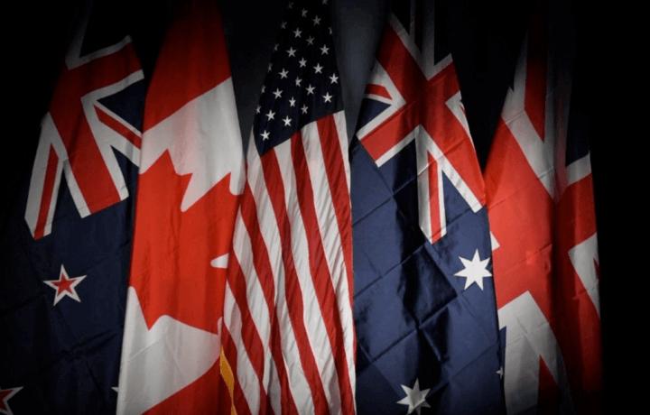 Flags of the Five Eyes countries 