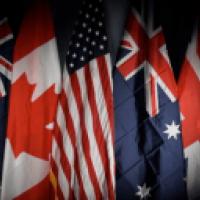 Flags of the Five Eyes countries 